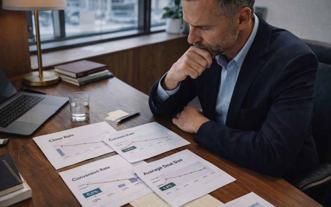 Business leader reviewing small month-over-month declines that point to early revenue weakness