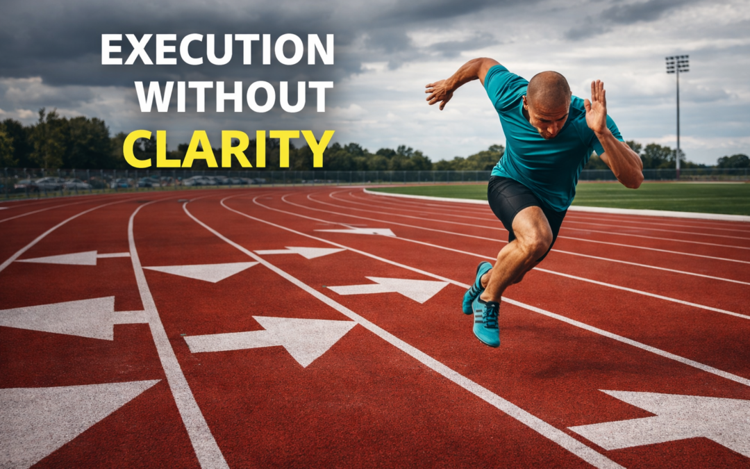 Business concept image of running in the wrong direction illustrating why SEO execution without strategy fails