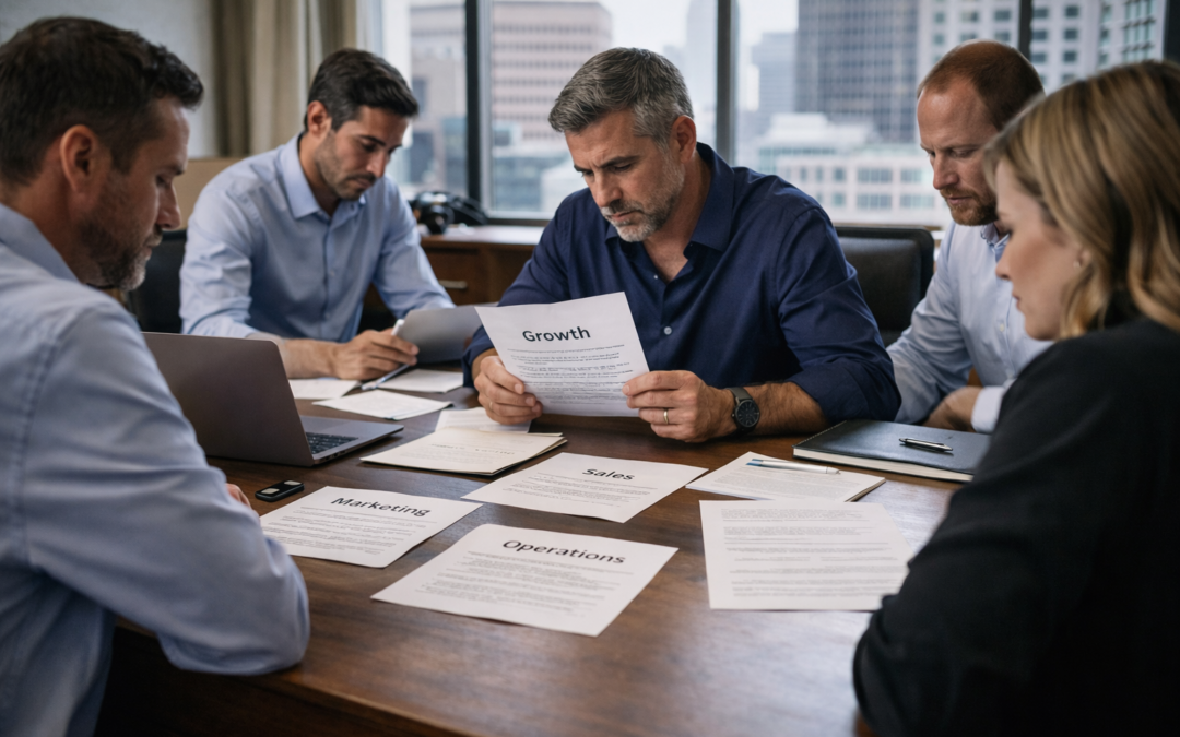 Business owner reviewing multiple areas of the business while trying to identify why growth feels harder despite increased effort